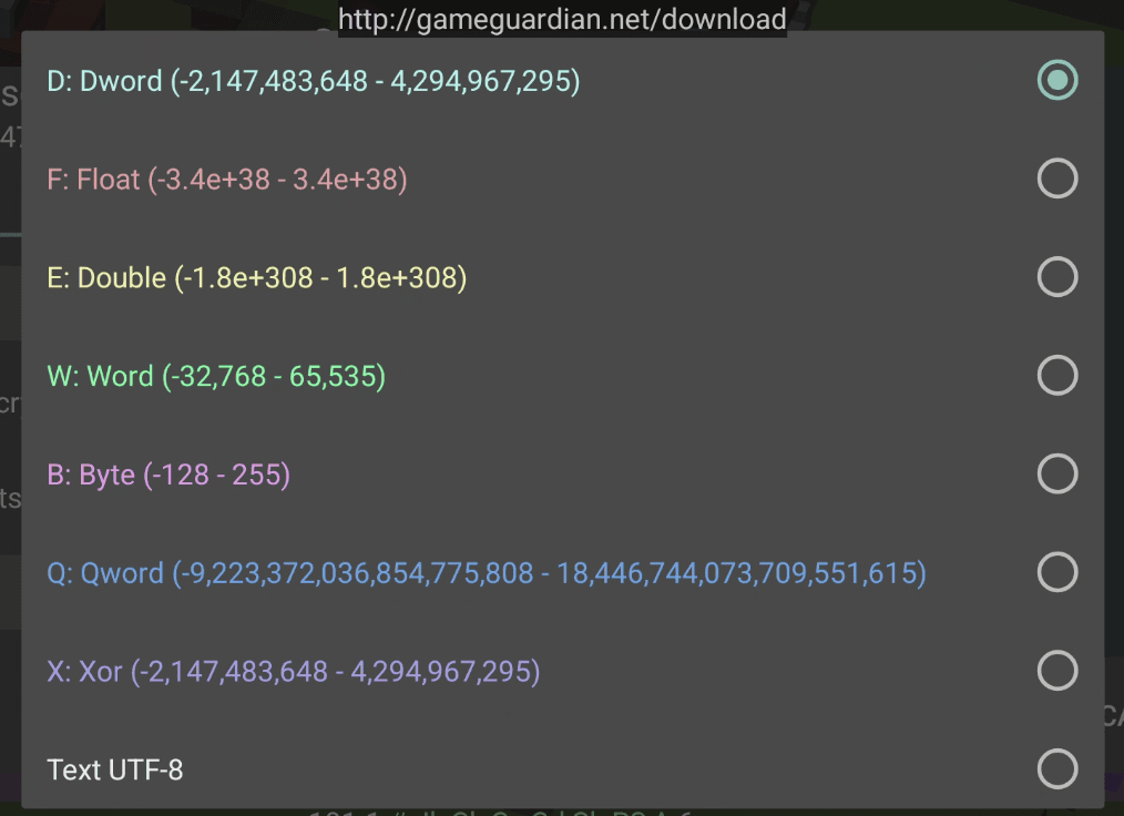 GameGuardian Data Types