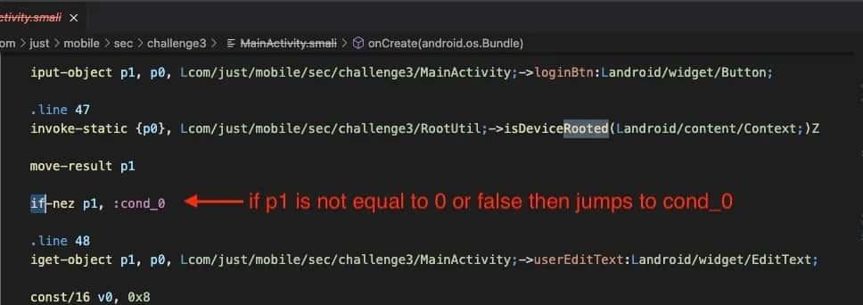 Smali Instructions Challenge 3 example