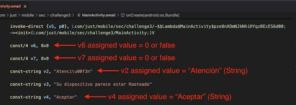 Smali Registers Challenge 3 example