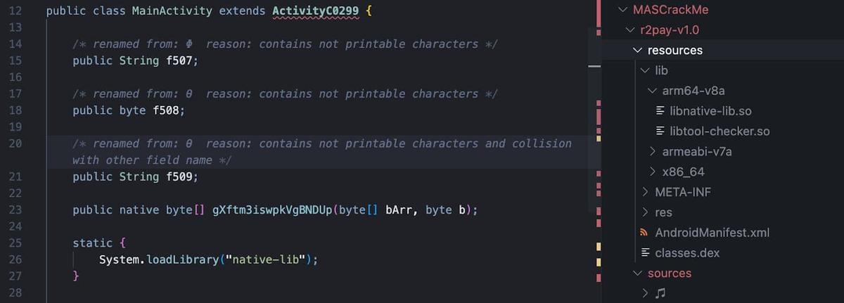 Figure 5. Library native-lib is being loaded using System.loadLibrary