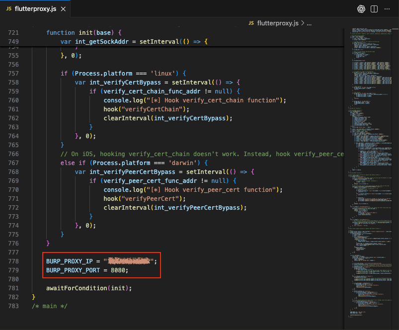 Frida4Burp iOS script configuration.